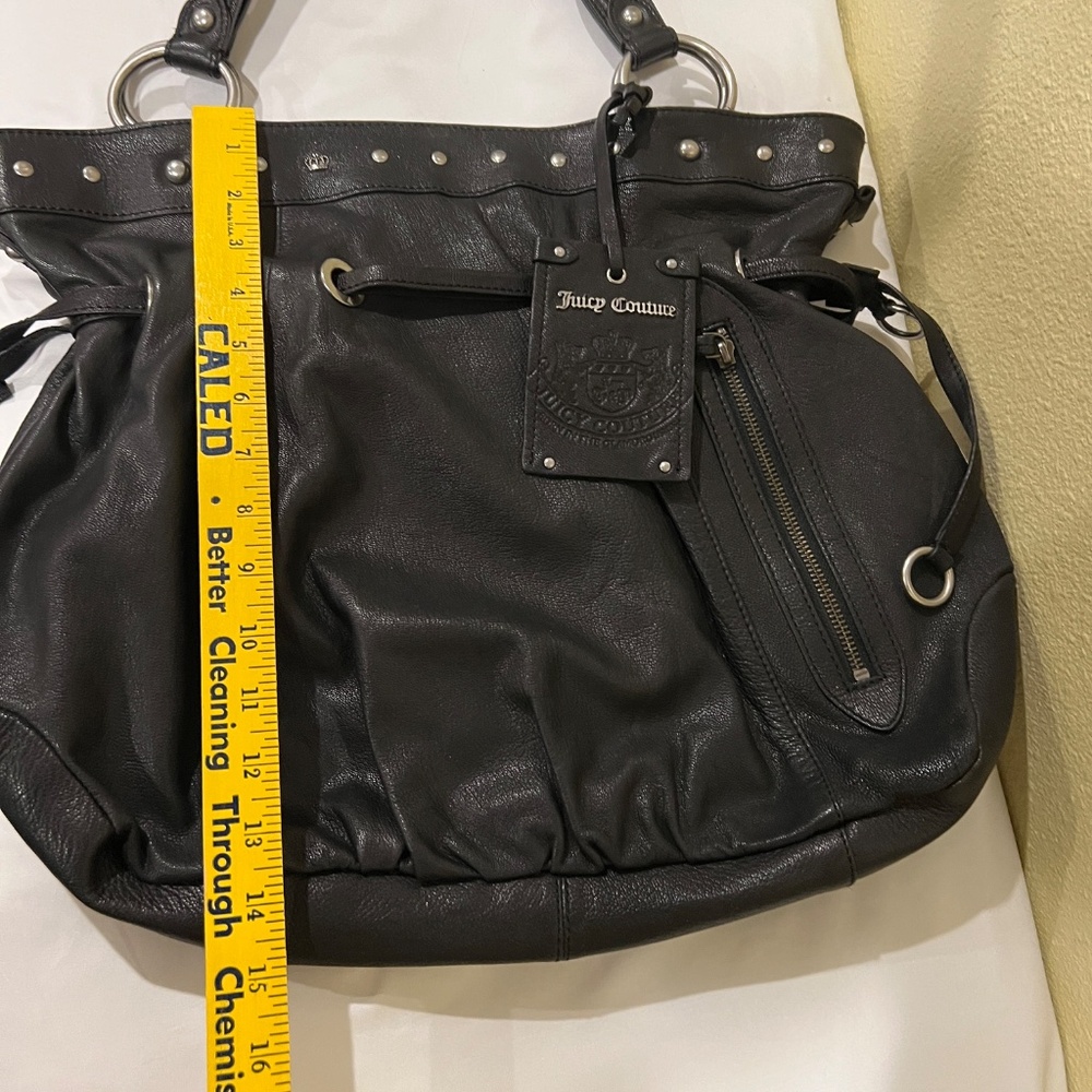 Juicy Couture Genuine Black Leather Hobo Shoulder Handbag - Picture 14 of 16